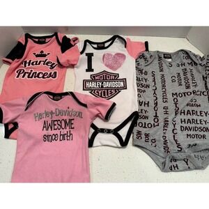 Harley Davidson Pink And‎ Black Baby Body Suit Size 6-12 Months Infant